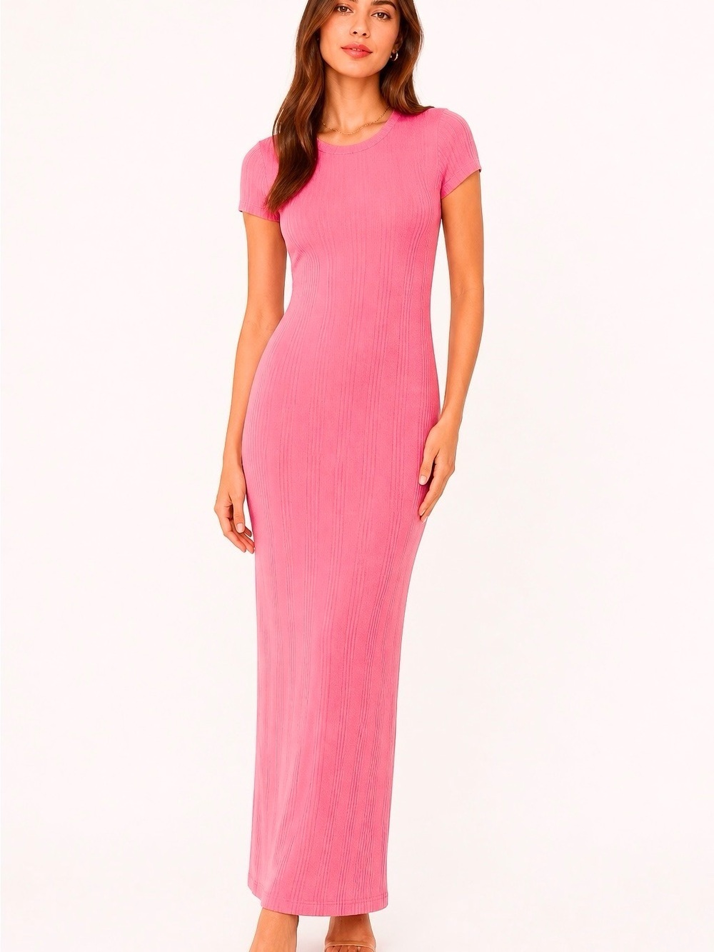 🛍️ 5/$40 Sale Hearts and Hips Pink Ribbed Bodycon Dress Size L